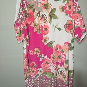 S.L. Fashions Pink Floral Dress